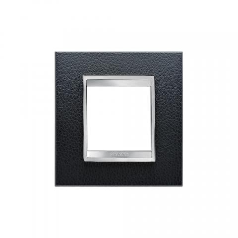 LUX International 2 gang plate - Leather - Black
