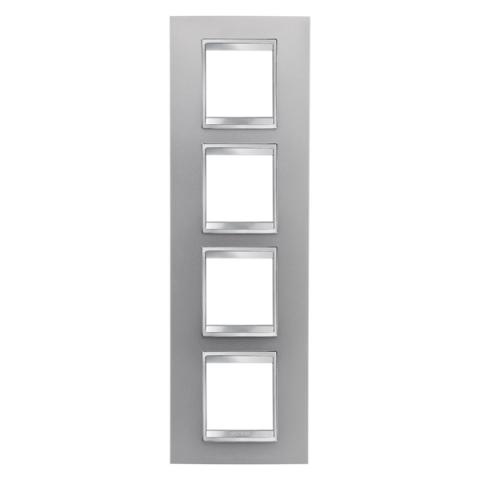 LUX International 2+2+2+2 gang vertical plate - Titanium