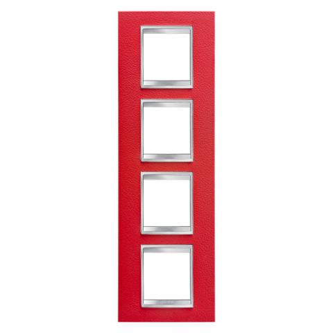 LUX International 2+2+2+2 gang vertical plate - Leather - Ruby