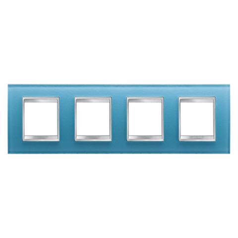 LUX International 2+2+2+2 gang horizontal plate - Glass - Aquamarine