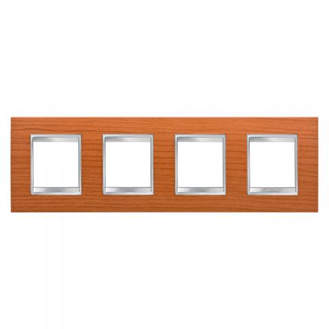 LUX International 2+2+2+2 gang horizontal plate - wood - Cherry