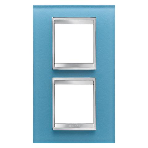 LUX International 2+2 gang vertical plate - Glass - Aquamarine