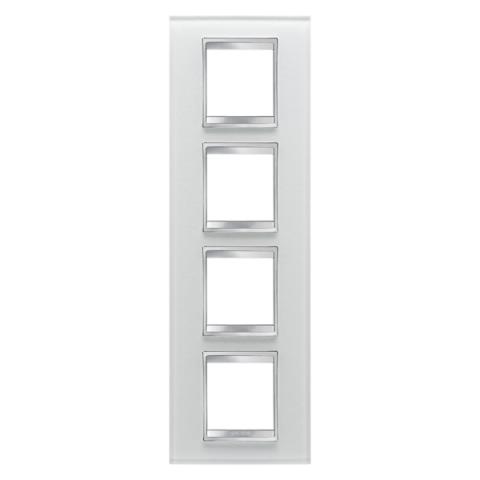 LUX International 2+2+2+2 gang vertical plate - Glass - Ice
