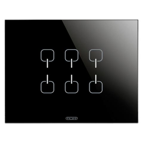 Рамка ICE TOUCH KNX - 6 символа - стъкло - черна