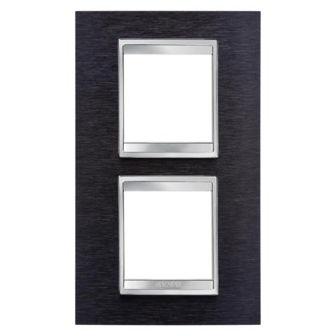 LUX International 2+2 gang vertical plate - Black Aluminium