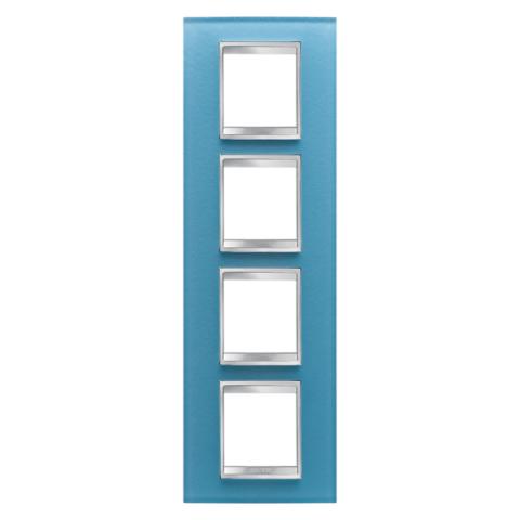 LUX International 2+2+2+2 gang vertical plate - Glass - Aquamarine