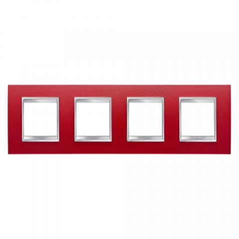 LUX International 2+2+2+2 gang horizontal plate - Leather - Ruby