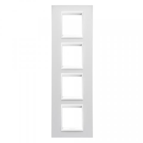LUX International 2+2+2+2 gang vertical plate - Monochrome Milk White