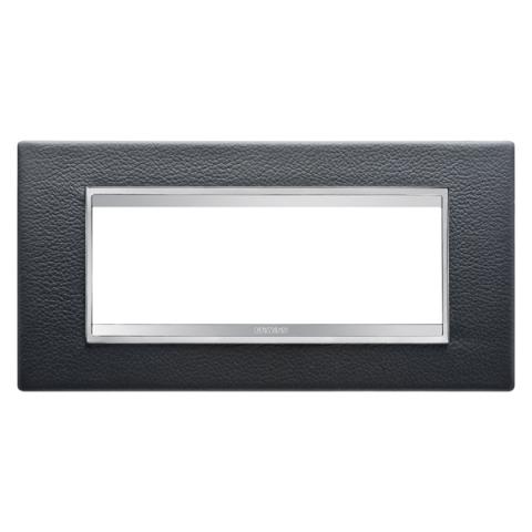 Рамка LUX 6 модула - кожа  - Black