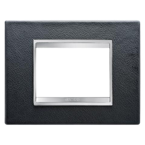 Рамка LUX 3 модула - кожа - Black