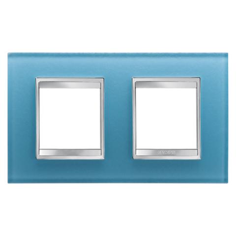 LUX International 2+2 gang horizontal plate - Glass - Aquamarine