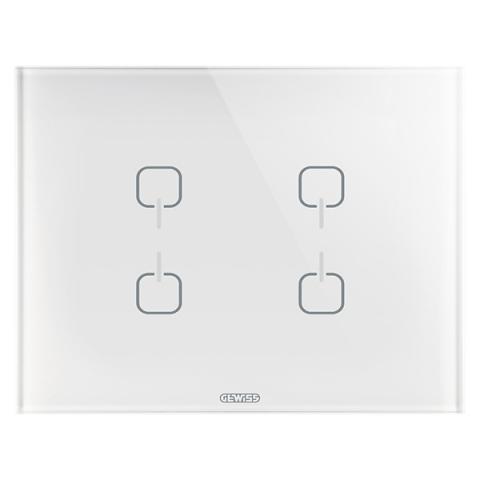 Рамка ICE TOUCH KNX - 4 символа - стъкло - бяла