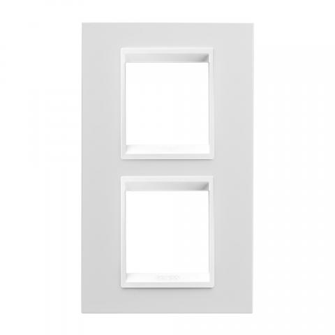 LUX International 2+2 gang vertical plate - Monochrome Milk White