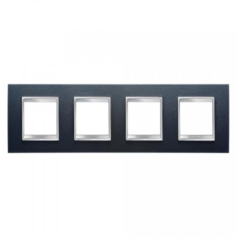 LUX International 2+2+2+2 gang horizontal plate - Leather - Black