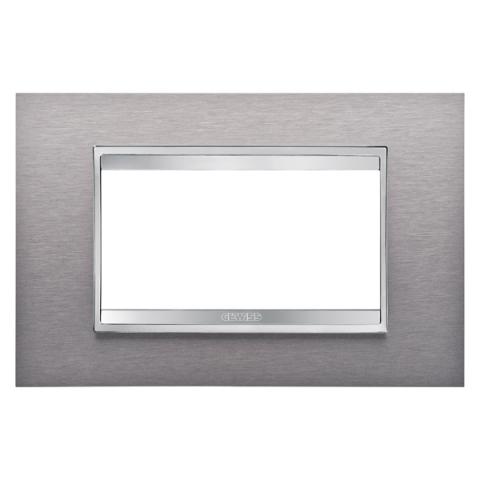 Рамка LUX 4 модула - Brushed Stainless Steel