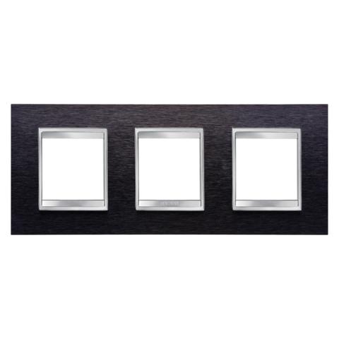 LUX International 2+2+2 gang horizontal plate - Black Aluminium