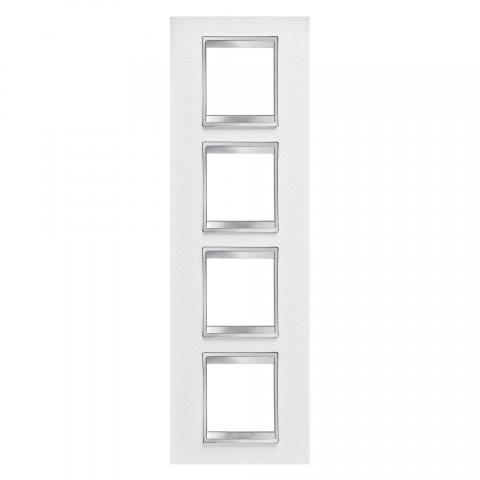 LUX International 2+2+2+2 gang vertical plate - Leather - White
