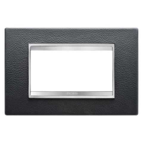 Рамка LUX 4 модула - кожа - Black