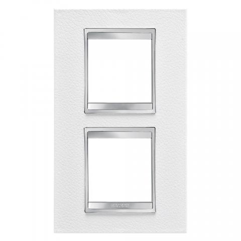 LUX International 2+2 gang vertical plate - Leather - White