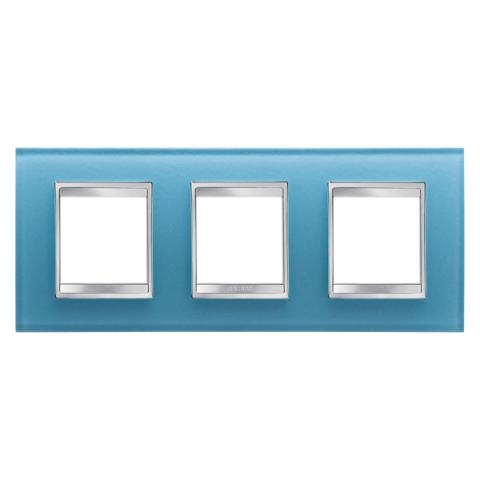 LUX International 2+2+2 gang horizontal plate - Glass - Aquamarine