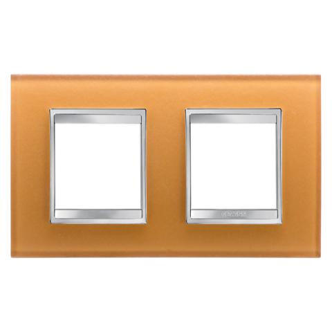 LUX International 2+2 gang horizontal plate - Glass - Ochre