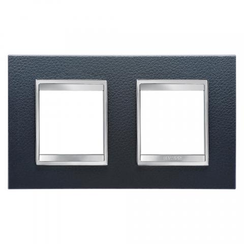 LUX International 2+2 gang horizontal plate - Leather - Black