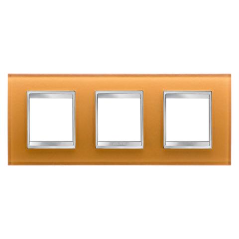 LUX International 2+2+2 gang horizontal plate - Glass - Ochre