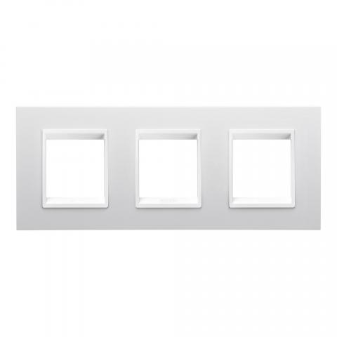 LUX International 2+2+2 gang horizontal plate - Monochrome Milk White