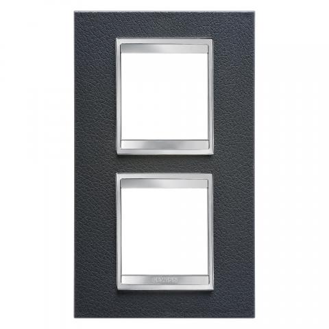 LUX International 2+2 gang vertical plate - Leather - Black