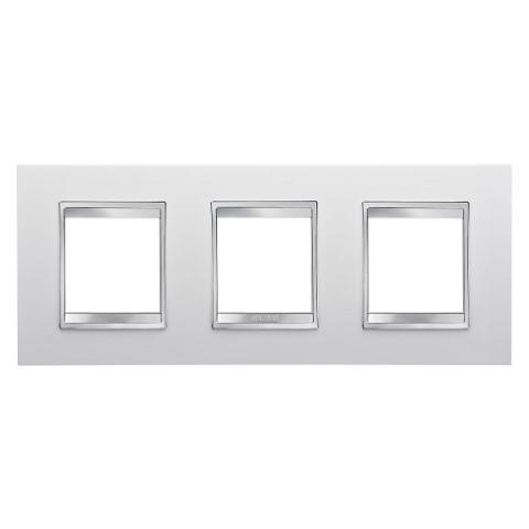 LUX International 2+2+2 gang horizontal plate - Milk White