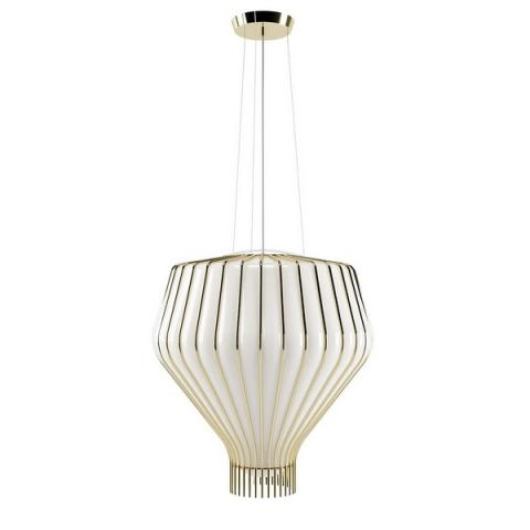 Pendant Ø48cm E27 White glass, gold