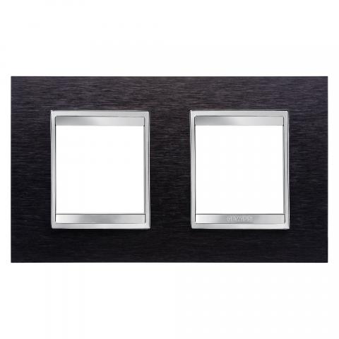 LUX International 2+2 gang horizontal plate - Black Aluminium