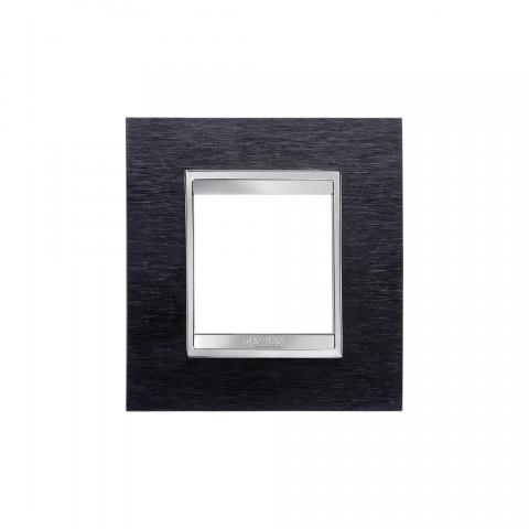 LUX International 2 gang plate - Black Aluminium