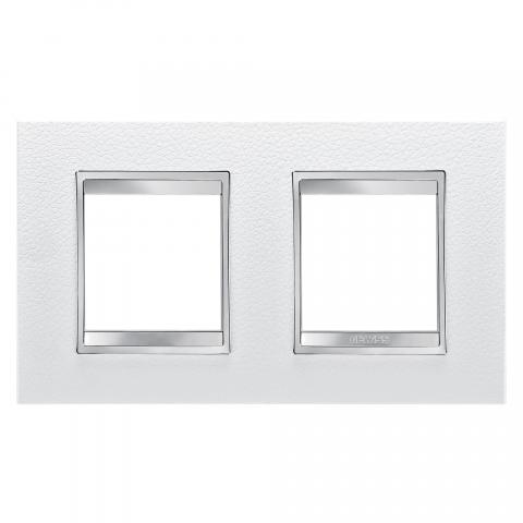 LUX International 2+2 gang horizontal plate - Leather - White