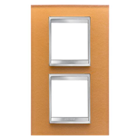 LUX International 2+2 gang vertical plate - Glass - Ochre
