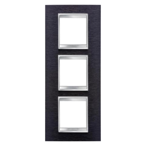 LUX International 2+2+2 gang vertical plate - Black Aluminium
