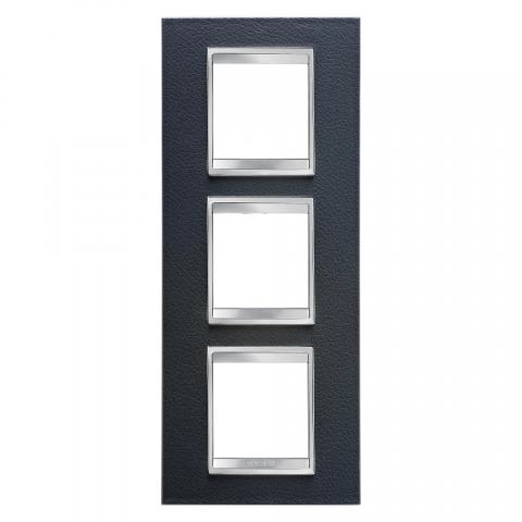 LUX International 2+2+2 gang vertical plate - Leather - Black