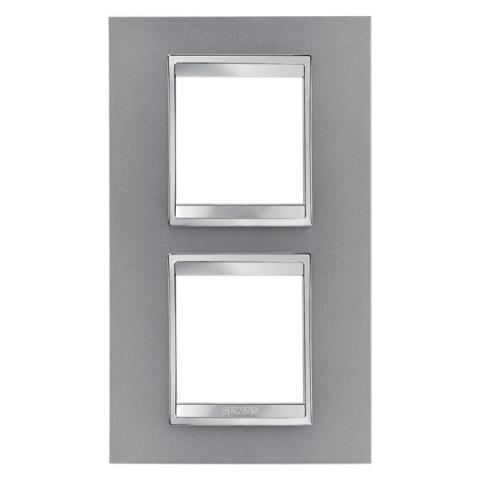 LUX International 2+2 gang vertical plate - Titanium